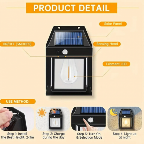 Outdoor Solar Lamp Tungsten Wire Wall Lamp